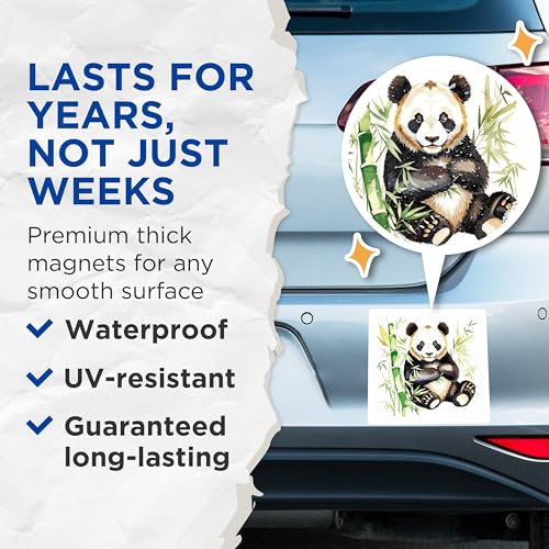 (2 Pack) Panda Bear Magnets Magnets - Cute Bamboo Panda - Refrigerator Decor - 5" On Longest Side - Made in USA - Sticks to Refrigerators & Metal Surfaces - MAG8704
