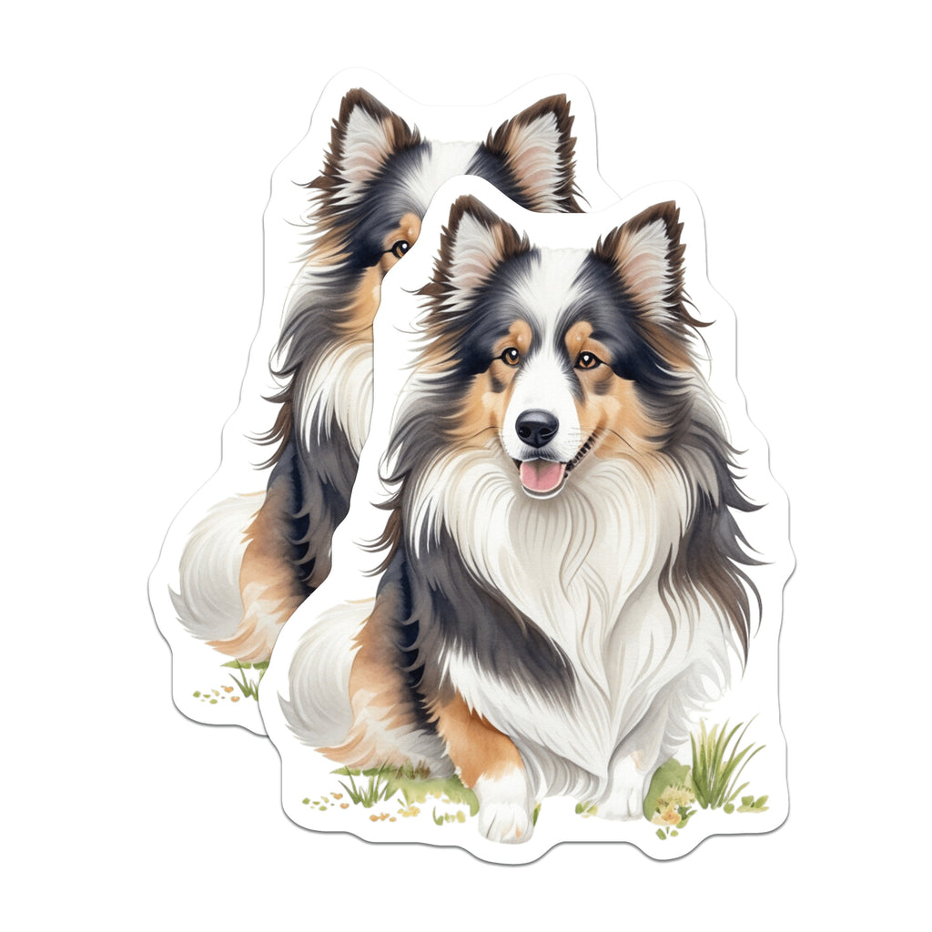 (2 Pack) Sheltie Dog Magnets - Shetland Sheepdog Owner - Watercolor Animal Art Decor - 5 Inches On Longest Side - Thick Durable Magnet - Made in USA - MAG38728