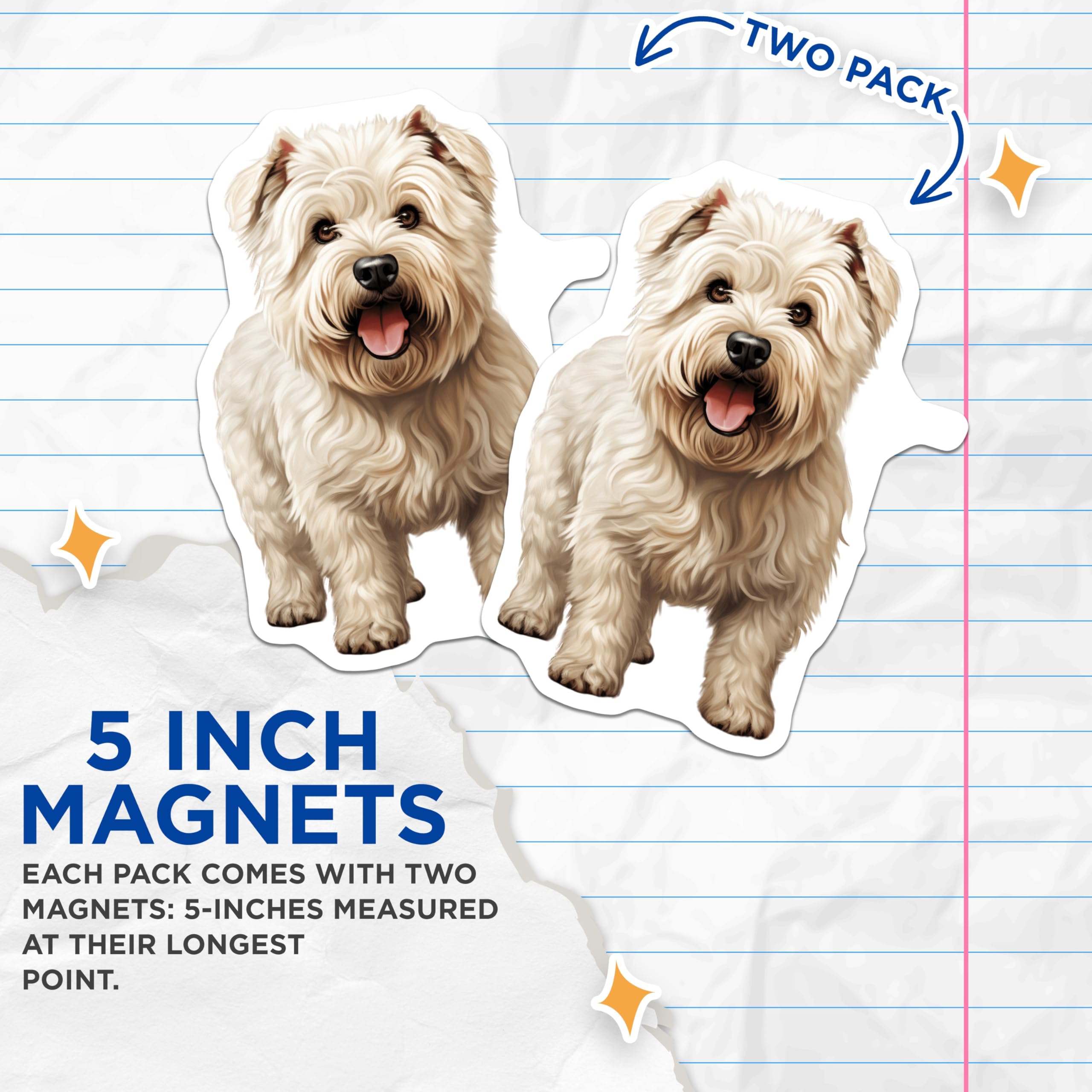 (2 Pack) Westie Dog Magnets - Cute West Highland Terrier Puppy Art - Animal Lover Pet Parent Decor - 5 Inches On Longest Side - Thick Durable Magnet - Made in USA - MAG28070