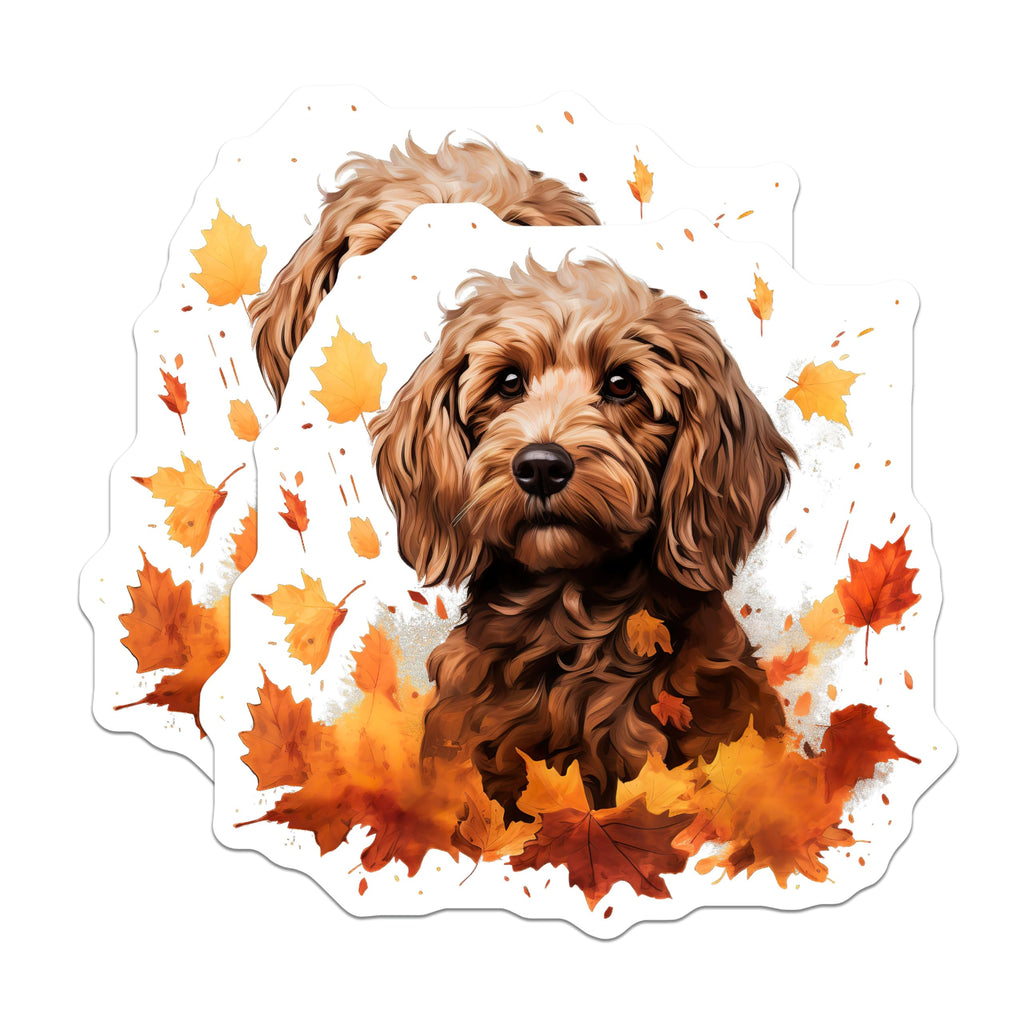(2 Pack) Cockapoo Magnets - Autumn Dog Decor - Fall Pet Lover Art - 5 Inches On Longest Side - Thick Durable Magnet - Made in USA - MAG23261