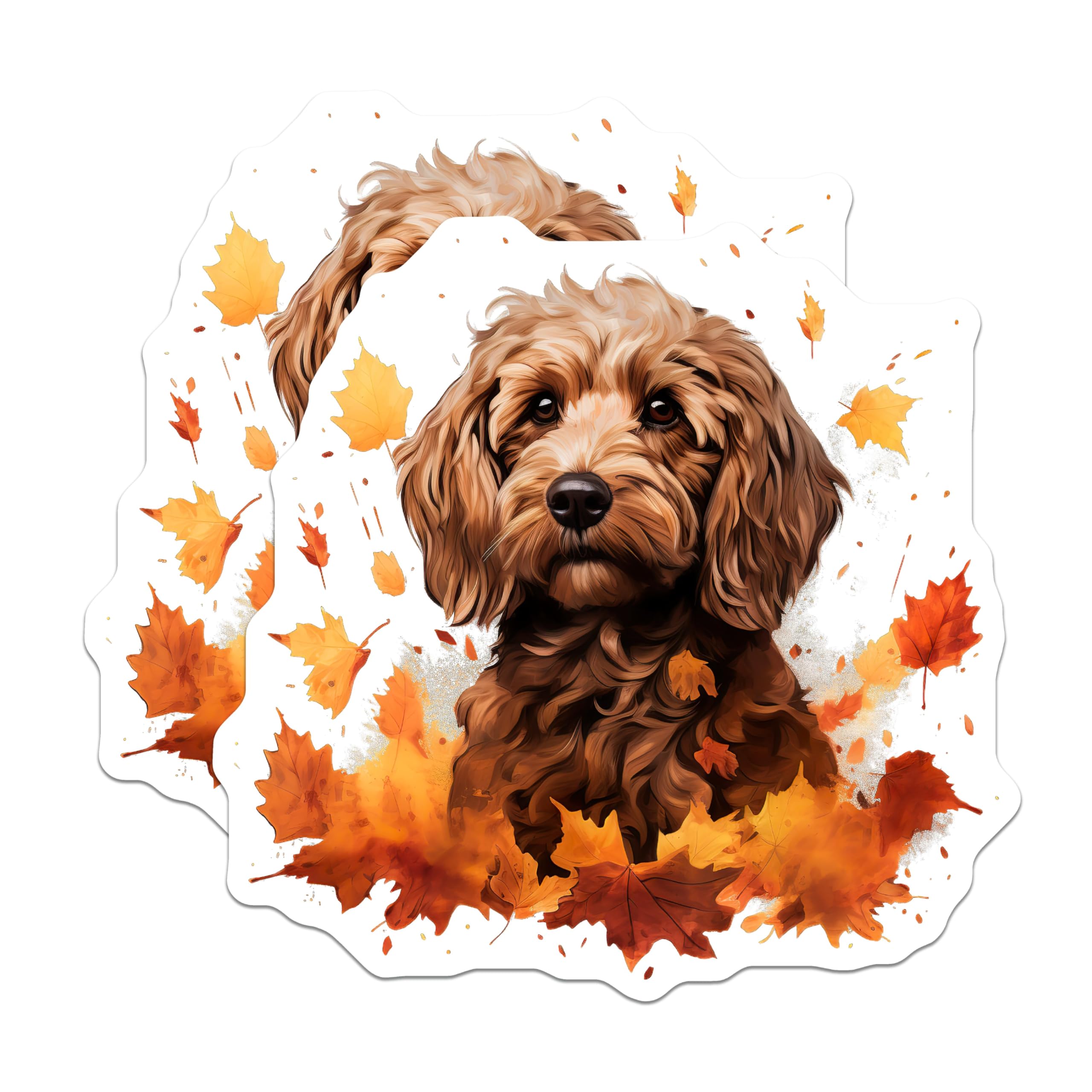 (2 Pack) Cockapoo Magnets - Autumn Dog Decor - Fall Pet Lover Art - 5 Inches On Longest Side - Thick Durable Magnet - Made in USA - MAG23261