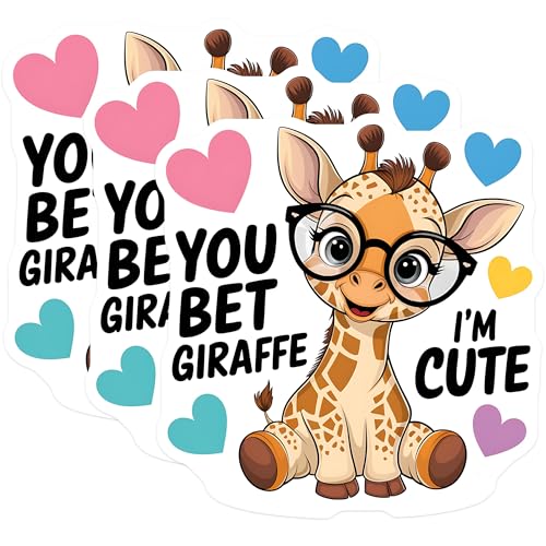 (3 Pack) Cute Giraffe Decals - Laptop Decal - Animal Stickers - 3 Inches On Longest Side - Easy Peel & Apply - Made in USA - 3MCS4341
