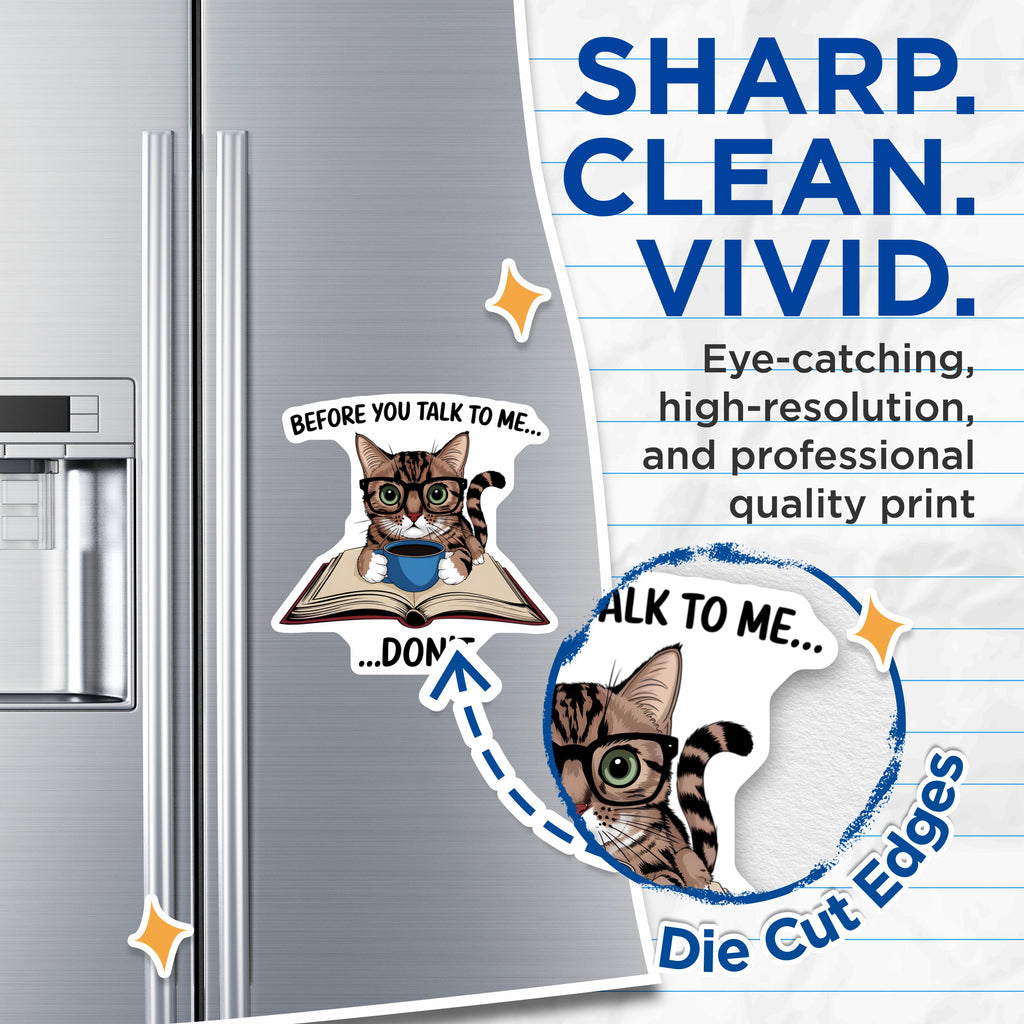 (2 Pack) Funny Cat Magnets - Introvert Coffee Lover Decor - Book Reader Home Accessory - Witty Statement Fridge Art - 5 Inches On Longest Side - Thick Durable Magnet - Made in USA - MAG37754