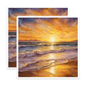 (2 Pack) Sunset Beach Magnets - Golden Hour Art - Tranquil Beach Decor - 5 Inches On Longest Side - Thick Durable Magnet - Made in USA - MAG26535