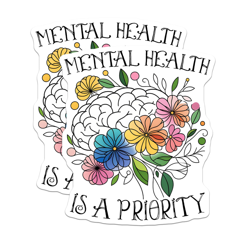 (2 Pack) Mental Health Magnets - Motivational - Inspirational Flower Brain - 5" On Longest Side - for Cars, Refrigerators, Toolboxes, Lockers - Made in USA BMCS3247