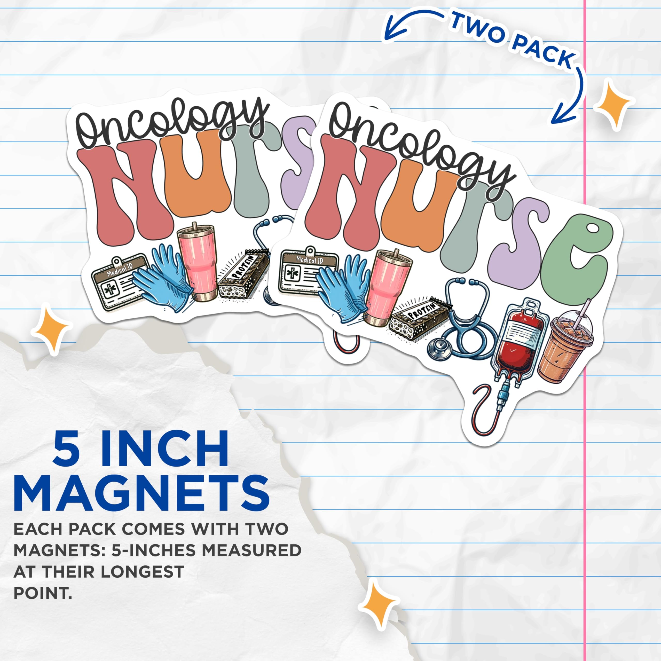 (2 Pack) Oncology Nurse Magnets - Healthcare Professional Decor - Nursing Student Essentials - Medical Staff Appreciation - 5 Inches On Longest Side - Thick Durable Magnet - Made in USA - MAG20469