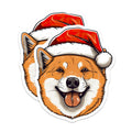 (2 Pack) Shiba Inu Magnets - Christmas Dog Decor - Santa Hat Pet Lover Accessory - 5 Inches On Longest Side - Thick Durable Magnet - Made in USA - MAG23592