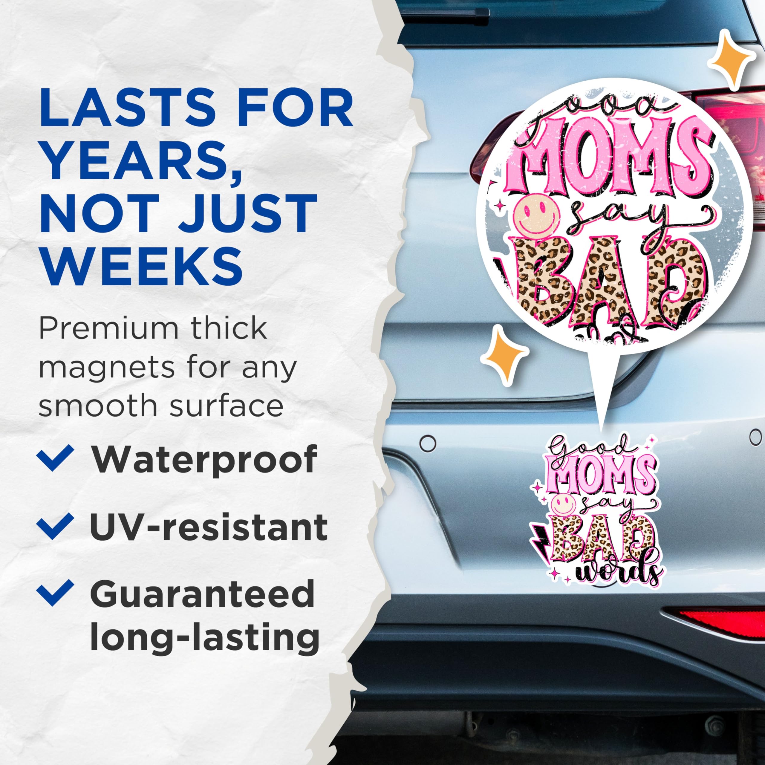(2 Pack) Good Moms Say Bad Words Magnets - Funny Mom Quote Magnets - Mom Humor Magnets - Mother's Day Magnets- 5" On Longest Side - for Fridges, Toolboxes, Cars - Made in USA - MAG2946