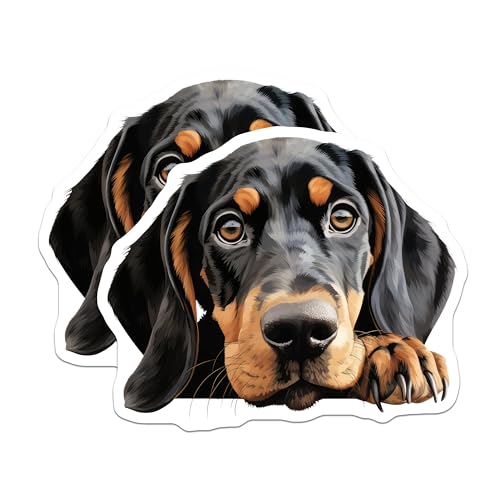 (2 Pack) Dog Lover Stickers - Hound Dog Art - Pet Sticker Decals for Laptops Water Bottles - 5" On Longest Side - Sticks to Smooth Flat Surfaces - Made in USA - BMCS9873