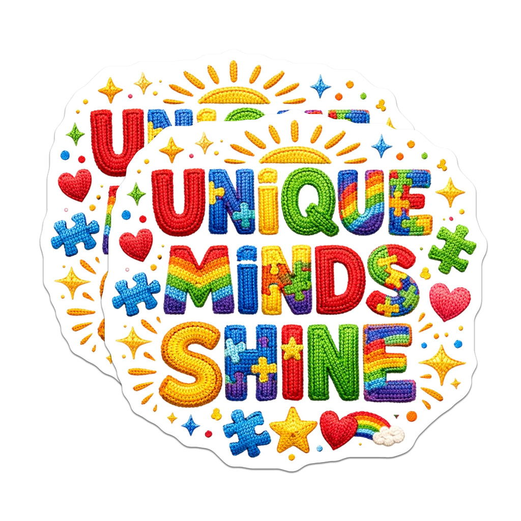 (2 Pack) Unique Minds Shine Magnets - Autism Awareness Decor - Neurodiversity Puzzle Pieces - 5 Inches On Longest Side - Thick Durable Magnet - Made in USA - MAG22509