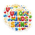 (2 Pack) Unique Minds Shine Magnets - Autism Awareness Decor - Neurodiversity Puzzle Pieces - 5 Inches On Longest Side - Thick Durable Magnet - Made in USA - MAG22509