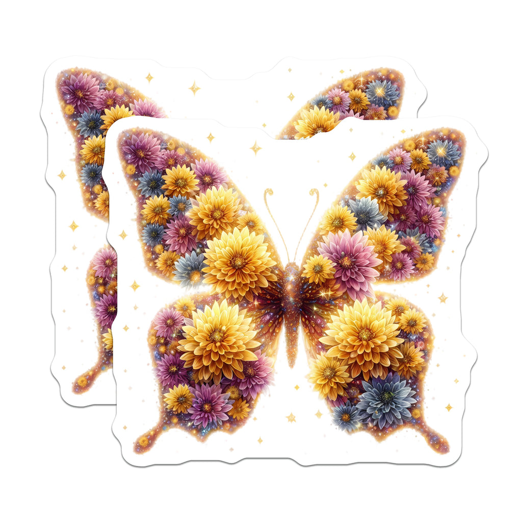 (2 Pack) Floral Butterfly Magnets - Whimsical Flower Fridge Decor - Spring Nature Aesthetic Accents - 5 Inches On Longest Side - Thick Durable Magnet - Made in USA - MAG37302