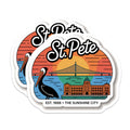 (2 Pack) St Pete Florida Magnets - Sunshine City Pelican Scene - Iconic Bridge Landmark Decor - Travel Souvenirs - 5 Inches On Longest Side - Thick Durable Magnet - Made in USA - MAG19150