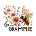 (2 Pack) Bee Floral Stickers - Grammie Stickers - Insect Flower Stickers - 5" On Longest Side - Sticks to Any Smooth Flat Surface - Made in USA - BMCS2582