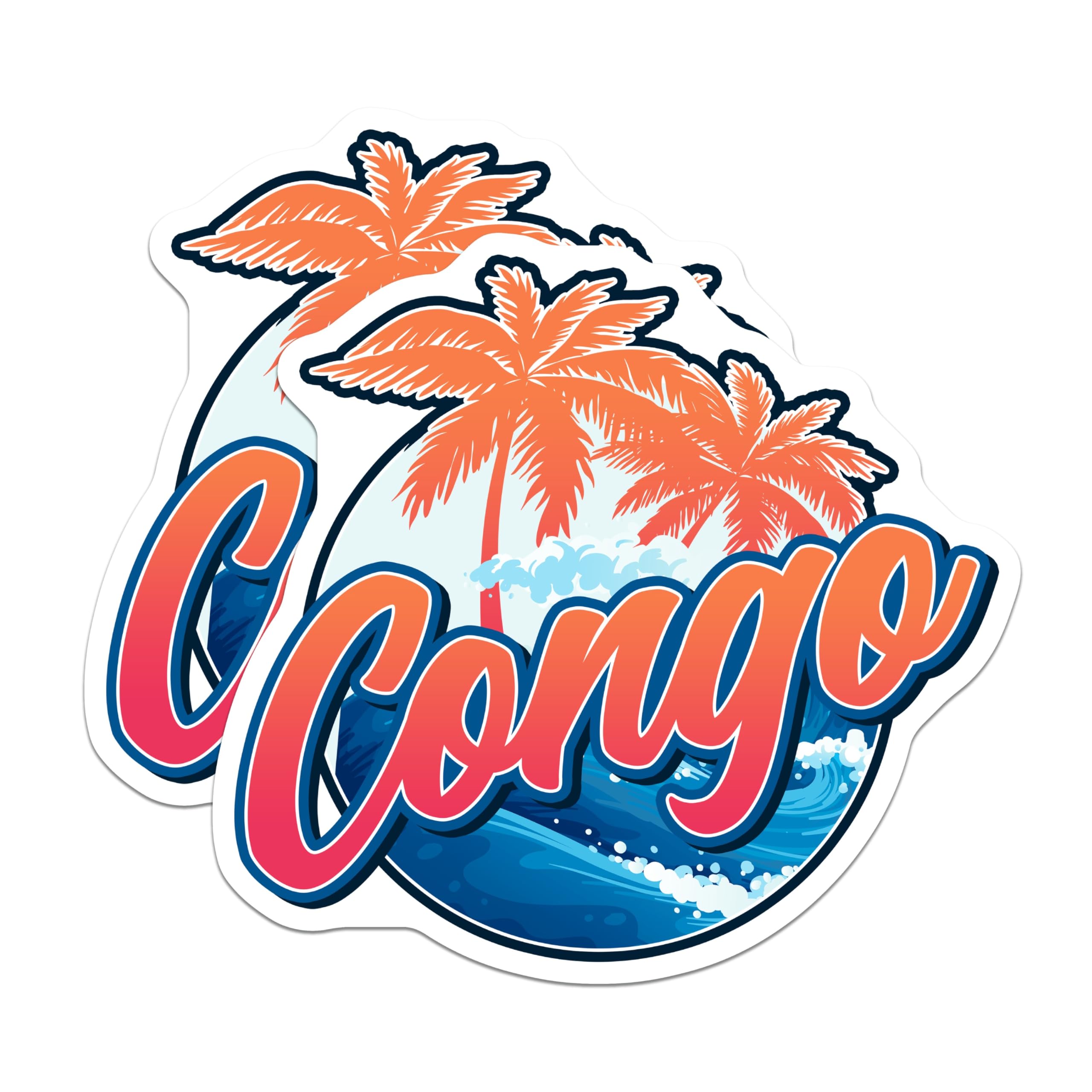 (2 Pack) Congo Magnets - Travel Souvenir - Palm Tree Beach Fridge Decoration - 5" On Longest Side - Premium Magnet - for Cars, Refrigerators, Toolboxes, Lockers - Made in USA - MAG18484