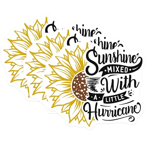 (3 Pack) Sunflower Decals - Sunshine Hurricane Laptop Decals - Laptop Stickers- 3 Inches On Longest Side - Easy Peel & Apply - Made in USA - 3MCS5017