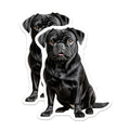 (2 Pack) Black Pug Refrigerator Magnets - Wrinkled Dog Breed Art - Pet Lover Kitchen Decor - 5 Inches On Longest Side - Thick Durable Magnet - Made in USA - MAG24905