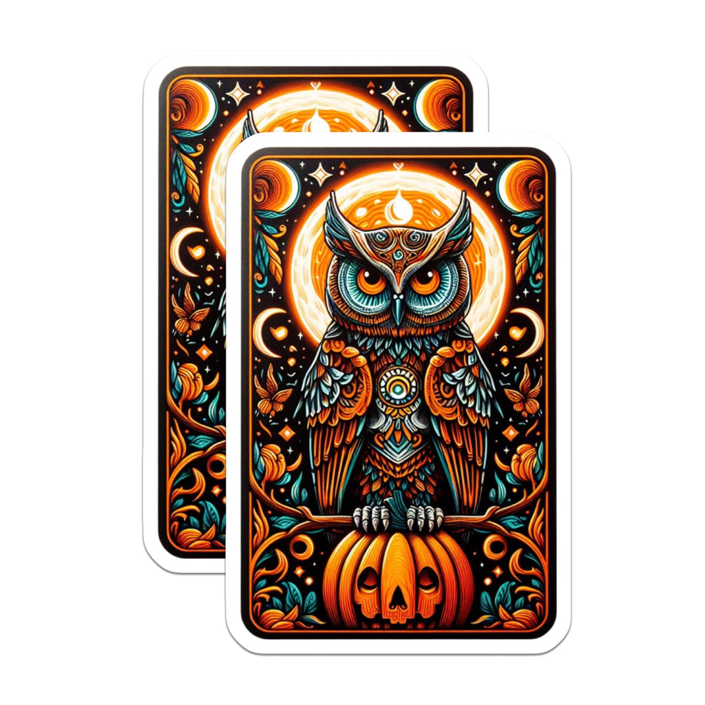 (2 Pack) Mystical Owl Magnets - Halloween Pumpkin Decor - Enchanting Night Art Refrigerator Magnets - 5 Inches On Longest Side - Thick Durable Magnet - Made in USA - MAG21722