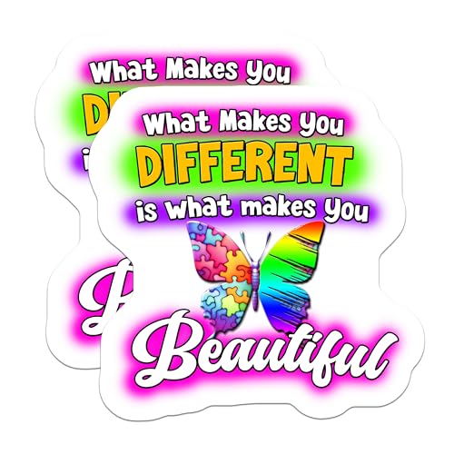 (2 Pack) What Makes You Different Magnets - Inspirational Quote - Butterfly Design - 5" On Longest Side - for Cars, Fridges, Toolboxes - Made in USA - MAG7204