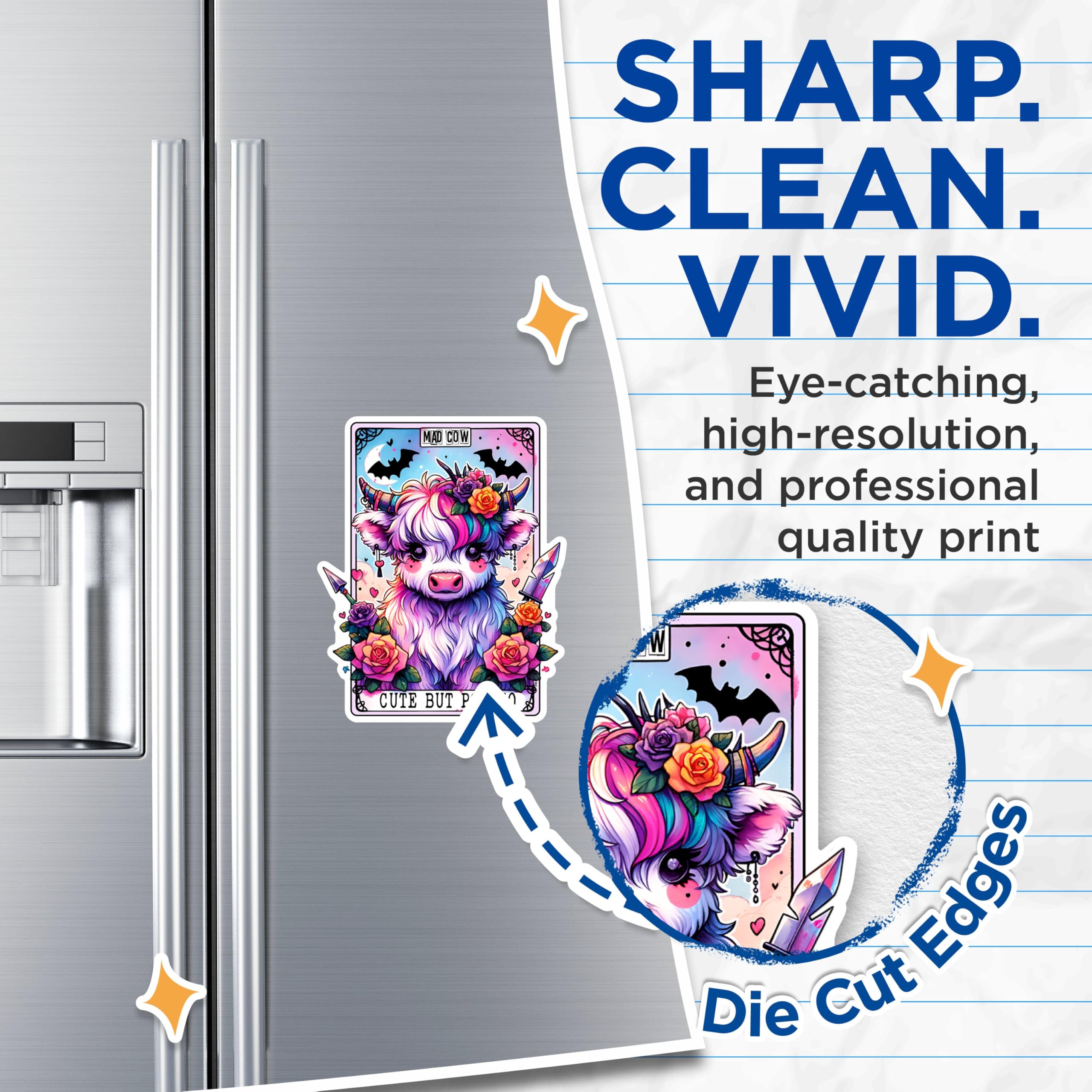 (2 Packs) Cute But Psycho Tarot Card Magnets - Funny Sarcastic Sassy Magnets - 5 Inches On Longest Side - Premium Magnet - for Fridges, Toolboxes, Cars - Made in USA - MAG2509