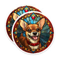 (2 Pack) Chihuahua Magnets - Stained Glass Dog Art - Cute Pet Owner Decor - 5 Inches On Longest Side - Thick Durable Magnet - Made in USA - MAG27409