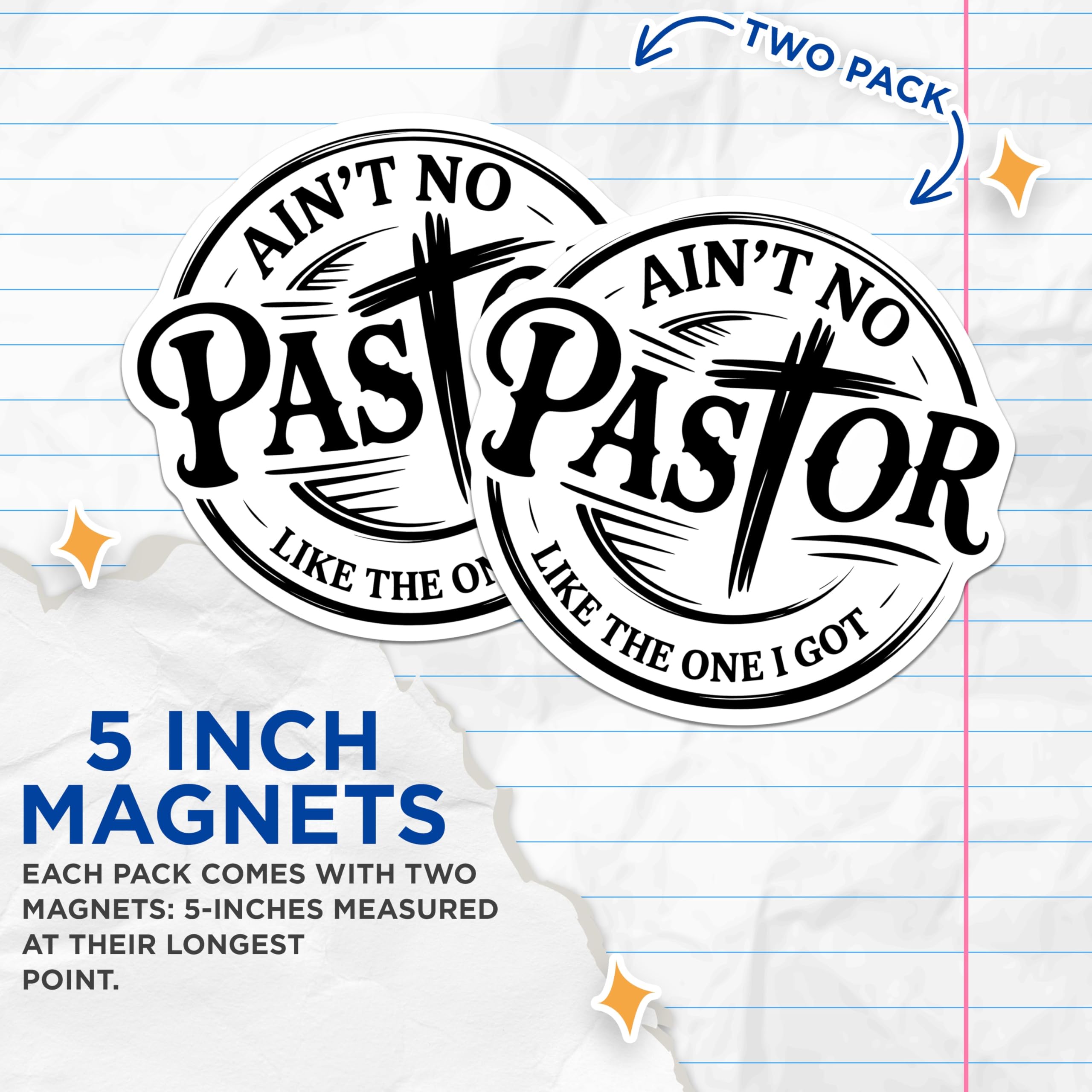 (2 Pack) Pastor Magnets - Christian Pastor Appreciation - Religious Fridge Magnets - 5" On Longest Side - Premium Magnet - for Cars, Refrigerators, Toolboxes, Lockers - Made in USA - MAG16155