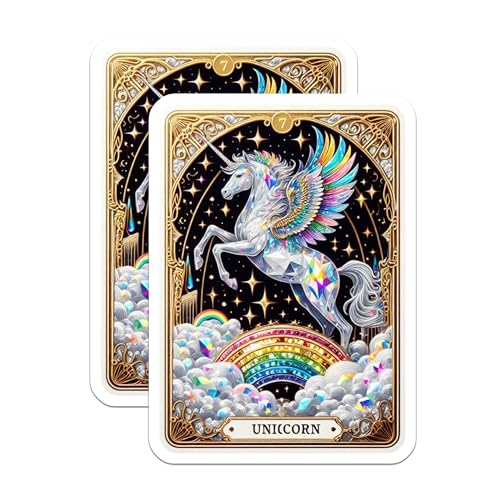 (2 Pack) Rainbow Fantasy Magnet - Cosmic Unicorn Art - 5" On Longest Side - Sticks to Smooth Flat Surfaces - Made in USA - MAG10149