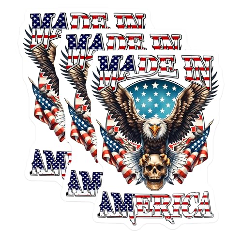 (3 Pack) American Eagle Decals - Patriotic Design - Made in America Sticker - 3 Inches On Longest Side - Easy Peel & Apply - Made in USA - 3MCS6159