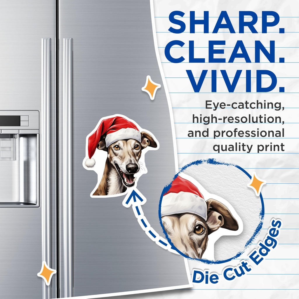 (2 Pack) Santa Whippet Magnets - Holiday Dog Decor - Christmas Pet Lover Accessory - 5 Inches On Longest Side - Thick Durable Magnet - Made in USA - MAG25385