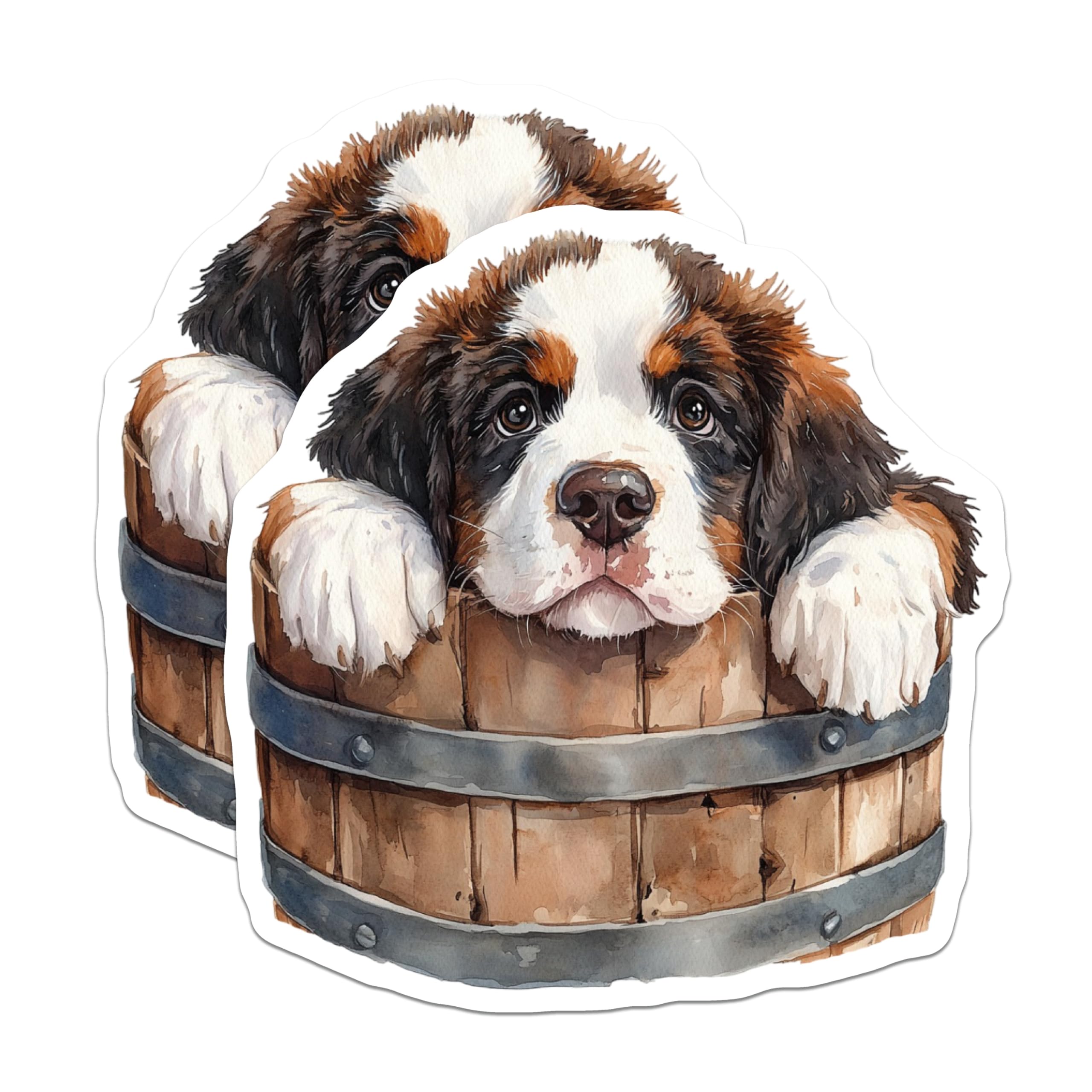 (2 Pack) Bernese Mountain Dog Magnets - Cute Dog Breed - Puppy in a Bucket - 5" On Longest Side - Premium Magnet - for Cars, Refrigerators, Toolboxes, Lockers - Made in USA - MAG14007