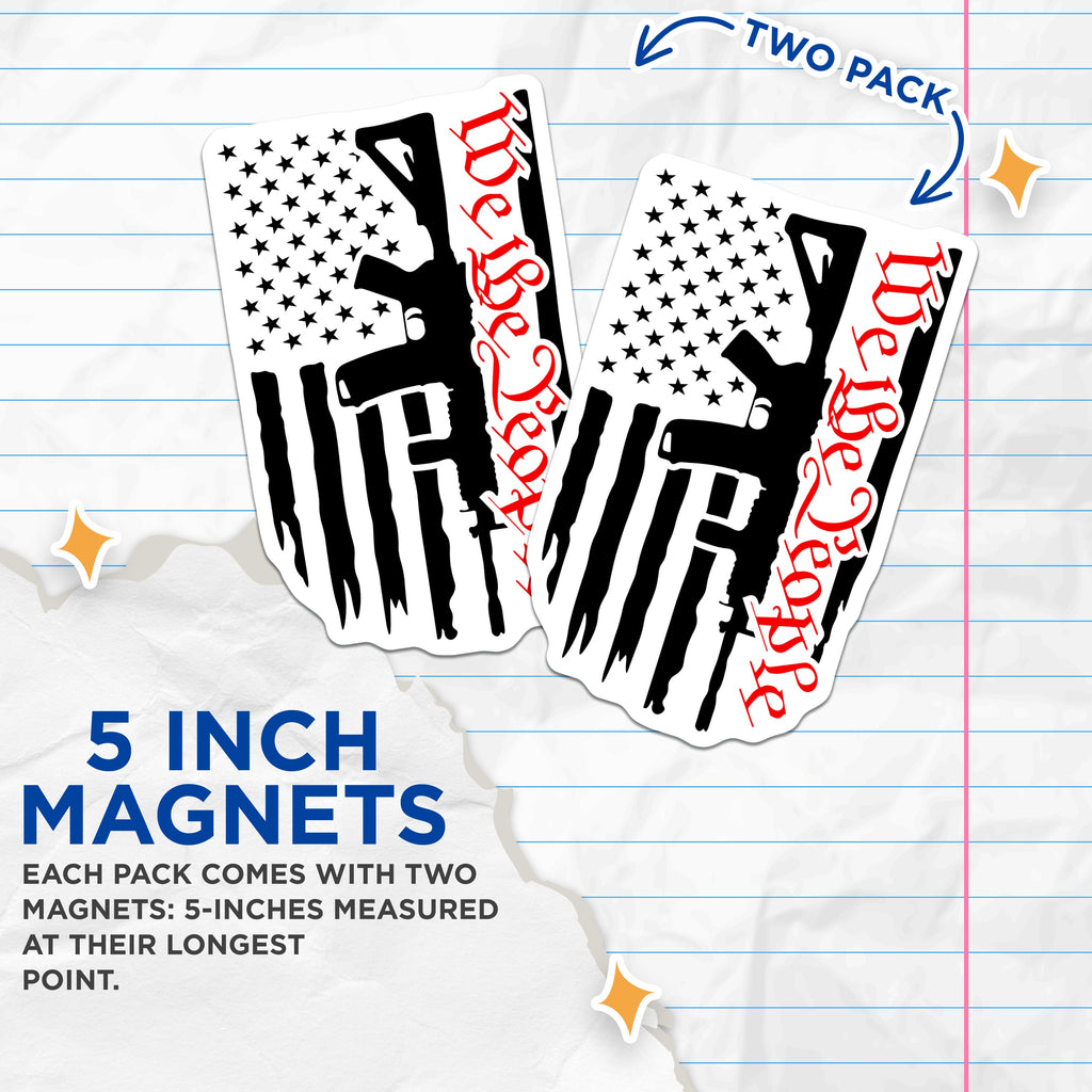 (2 Pack) We The People Magnets - Second Amendment - Patriotic Decor for Truck - 5 Inches On Longest Side - Thick Durable Magnet - Made in USA - MAG39261