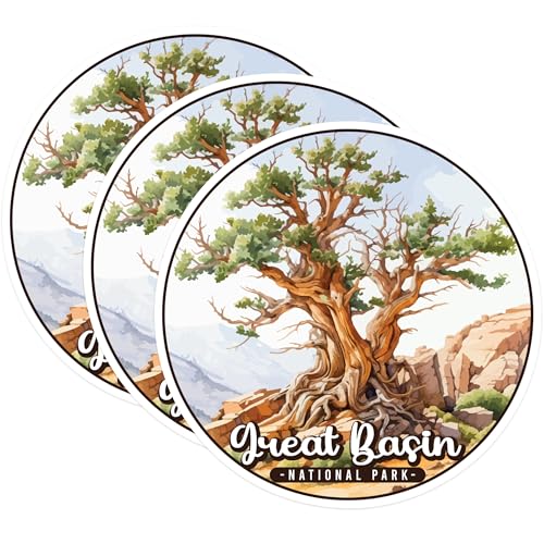 (3 Pack) Great Basin Decals - National Park Art - Laptop Decals - 3 Inches On Longest Side - Easy Peel & Apply - Made in USA - 3MCS0466