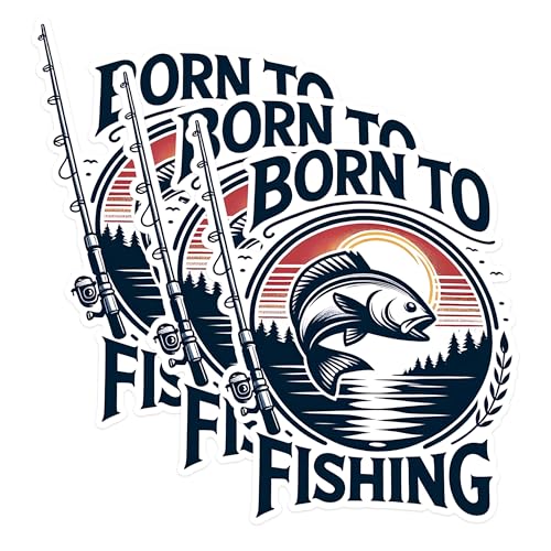 (3 Pack) Born to Fishing Decals - Fishing Decal - Angler Decal - 3 Inches On Longest Side - Easy Peel & Apply - Made in USA - 3MCS1475
