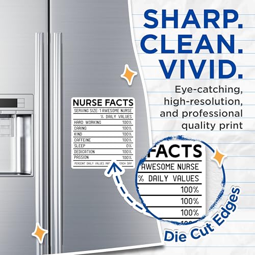 (2 Pack) Funny Nurse Facts Magnets Magnets - Hard Working Nurse - Caffeine Nurse - 5" On Longest Side - Made in USA - Sticks to Refrigerators & Metal Surfaces - MAG9116
