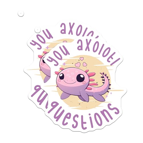 (2 Pack) Axolotl Love Stickers - Cute Axolotl Design - Fun Axolotl Pun - 5" On Longest Side - Sticks to Smooth Flat Surfaces - Made in USA - BMCS7777