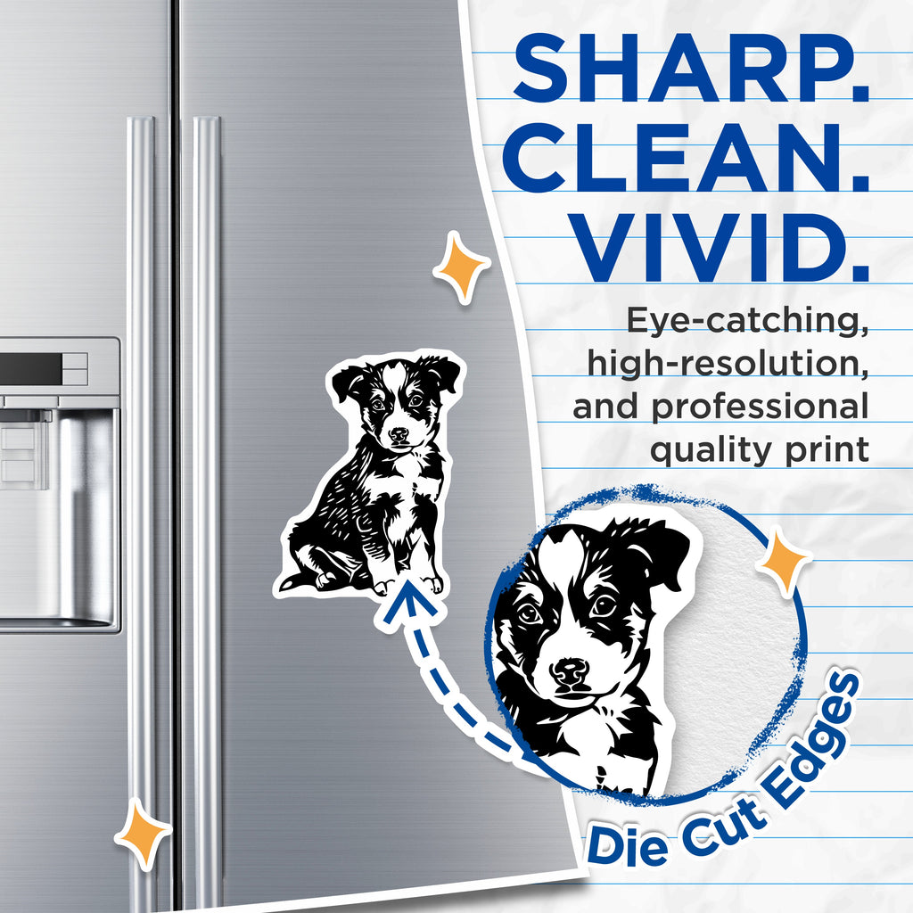 (2 Pack) Black White Puppy Magnets - Dog Lover Decor - Pet Owner Idea - Cute Animal Fridge Magnets - Dog Mom Dad - 5 Inches On Longest Side - Thick Durable Magnet - Made in USA - MAG39577