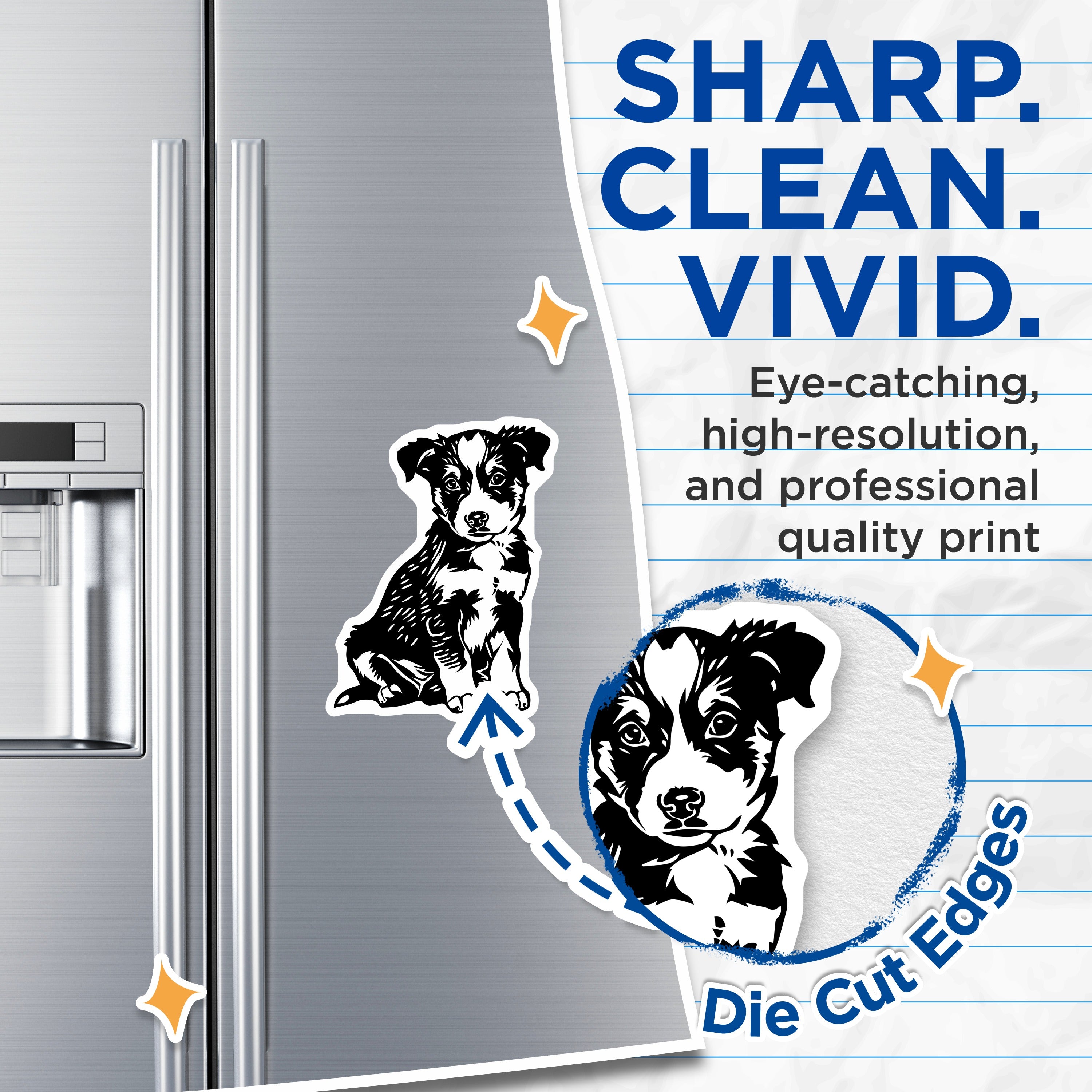 (2 Pack) Black White Puppy Magnets - Dog Lover Decor - Pet Owner Idea - Cute Animal Fridge Magnets - Dog Mom Dad - 5 Inches On Longest Side - Thick Durable Magnet - Made in USA - MAG39577