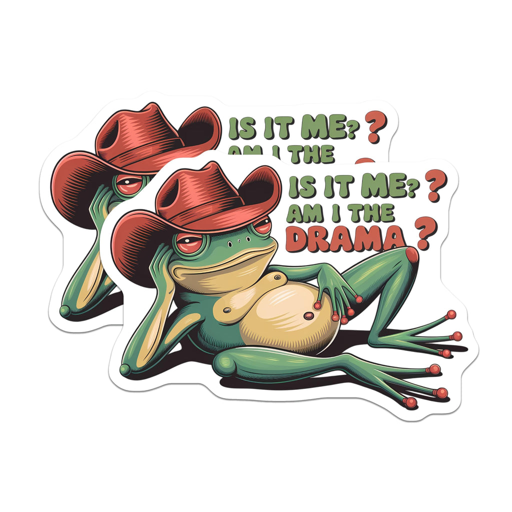 (2 Pack) Drama Frog Magnets - Sassy Amphibian Art - Cowboy Hat Meme - Refrigerator Humor - 5 Inches On Longest Side - Thick Durable Magnet - Made in USA - MAG22986