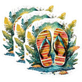 (3 Pack) Flip Flop Decals - Tropical Beach Theme - Summer Vibes Decals - 3 Inches On Longest Side - Easy Peel & Apply - Made in USA - 3MCS8085