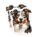 (2 Pack) Australian Shepherd Magnets - Watercolor Aussie Dog Art - Pet Lover Fridge Decor - Happy Pet Parent Home Accent - 5 Inches On Longest Side - Thick Durable Magnet - Made in USA - MAG25675