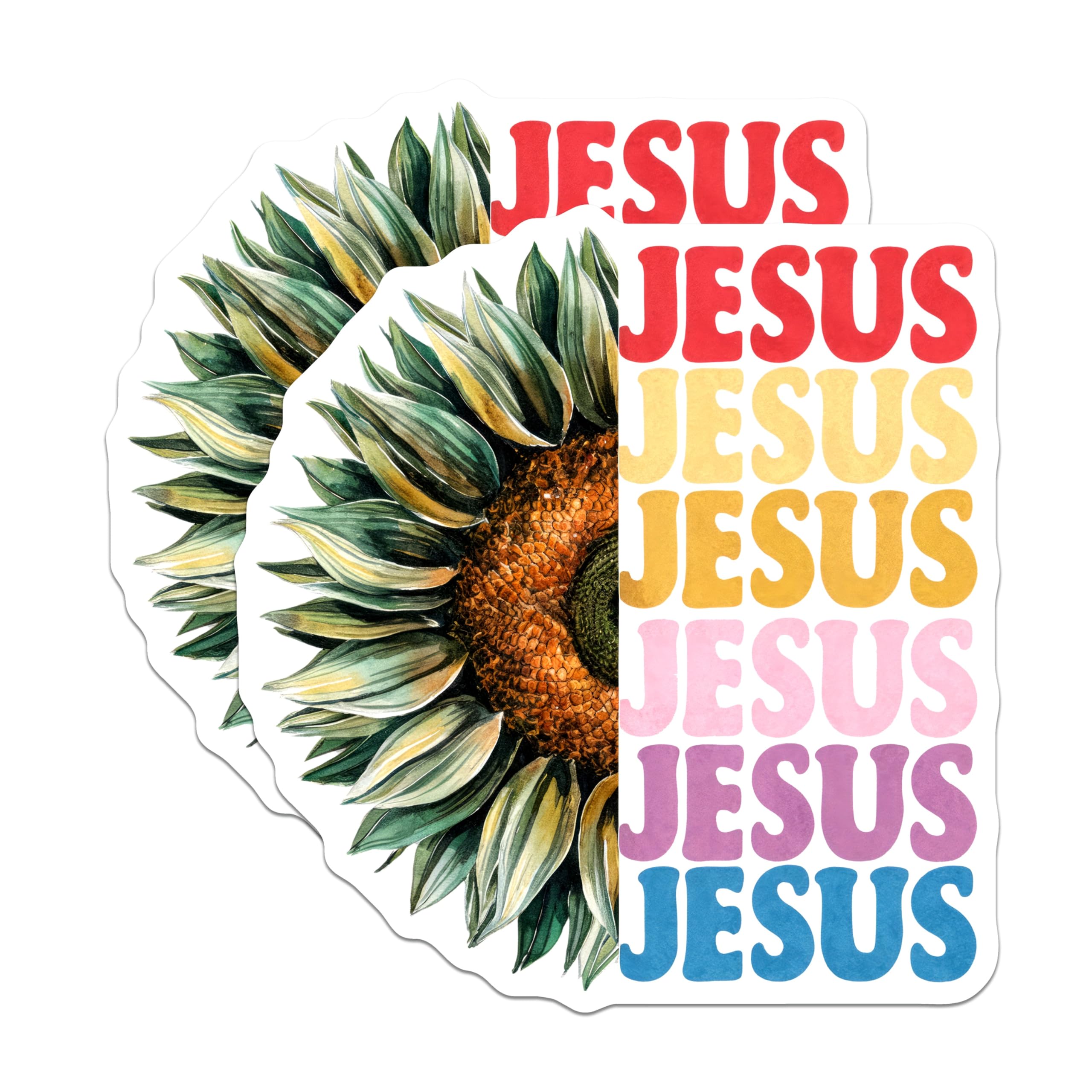 (2 Pack) Jesus Sunflower Magnets - Christian Floral Magnets - Religious Home Decors - 5" On Longest Side - Premium Magnet - for Cars, Refrigerators, Toolboxes, Lockers - Made in USA - MAG15933