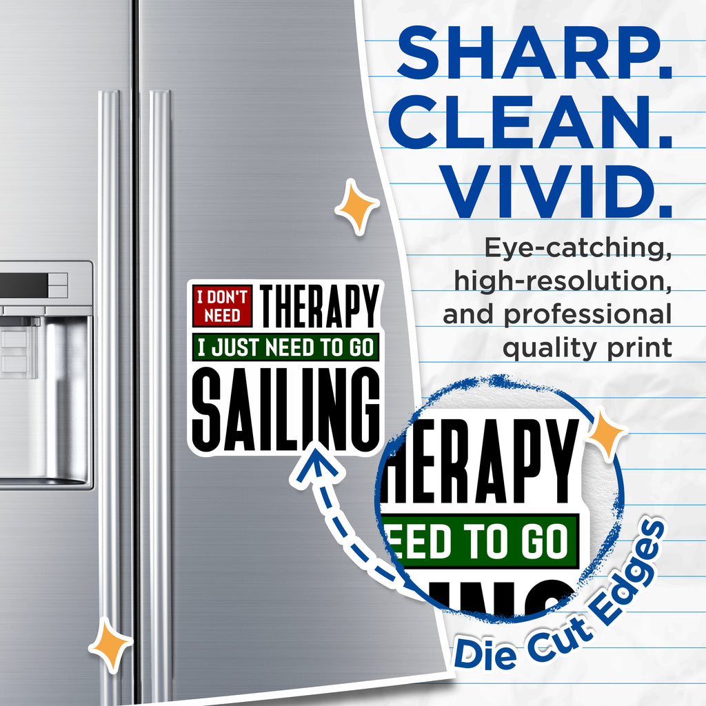 (2 Pack) Sailing Therapy Magnets - Funny Sailor Decor - Boat Life Essentials - Ocean Lover Refrigerator Magnets - 5 Inches On Longest Side - Thick Durable Magnet - Made in USA - MAG39904