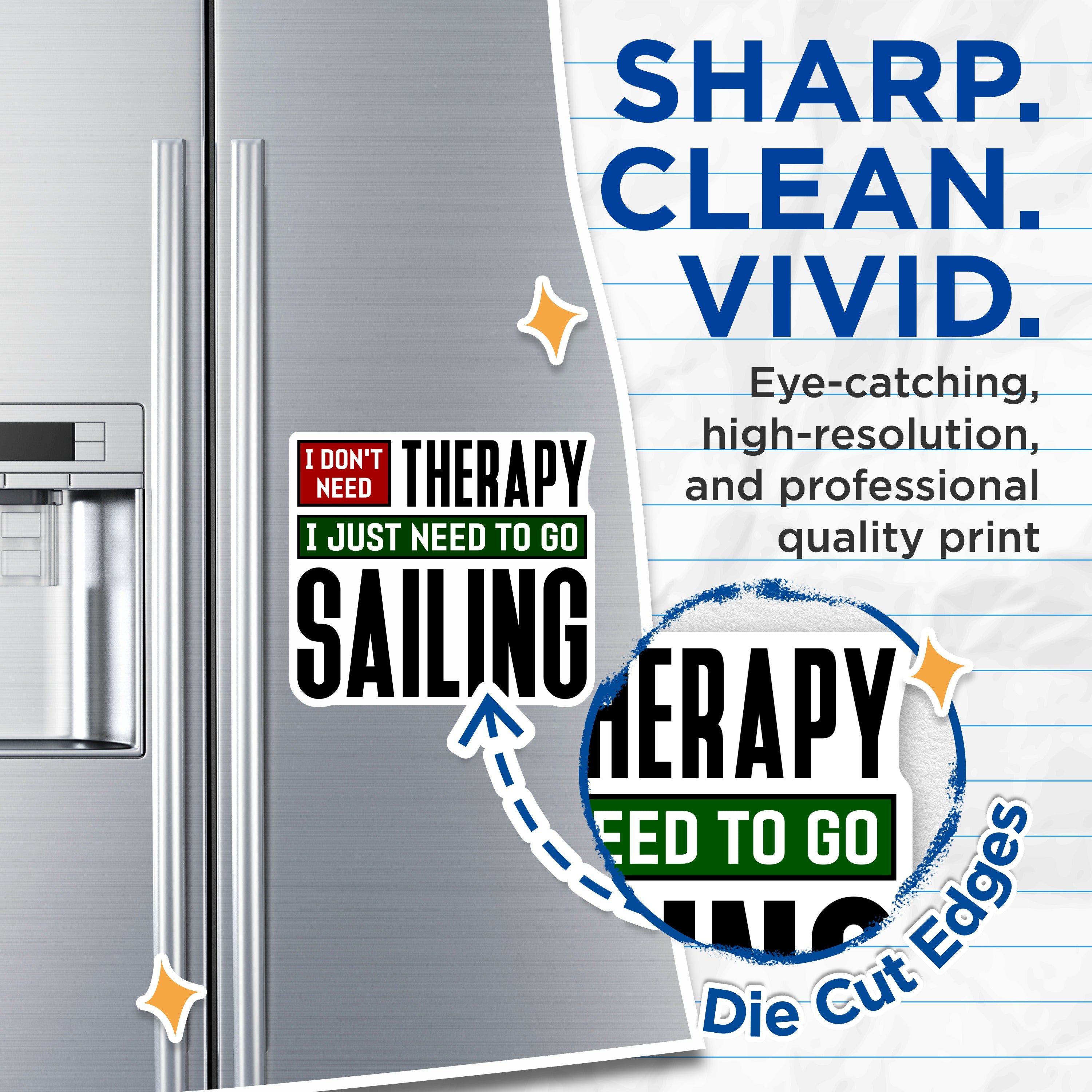 (2 Pack) Sailing Therapy Magnets - Funny Sailor Decor - Boat Life Essentials - Ocean Lover Refrigerator Magnets - 5 Inches On Longest Side - Thick Durable Magnet - Made in USA - MAG39904