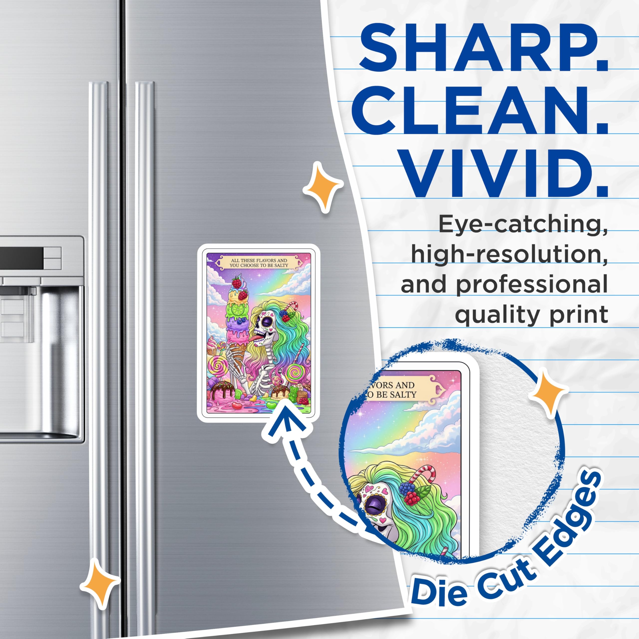 (2 Pack) Salty Skeleton Magnets - Sugar Skull Decor - Funny Quote Fridge Magnets - 5" On Longest Side - Premium Magnet - for Cars, Refrigerators, Toolboxes, Lockers - Made in USA - MAG14490
