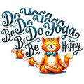 (3 Pack) Yoga Cat Decals - Meditation Kitty - Do Yoga Be Happy Decal - 3 Inches On Longest Side - Easy Peel & Apply - Made in USA - 3MCS1300