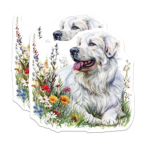 (2 Pack) Dog Art Magnets - Floral Dog Print - Animal Lover's Home Decor - Cute Fridge Magnets - 5" On Longest Side - for Cars, Fridges, Toolboxes - Made in USA - MAG7124