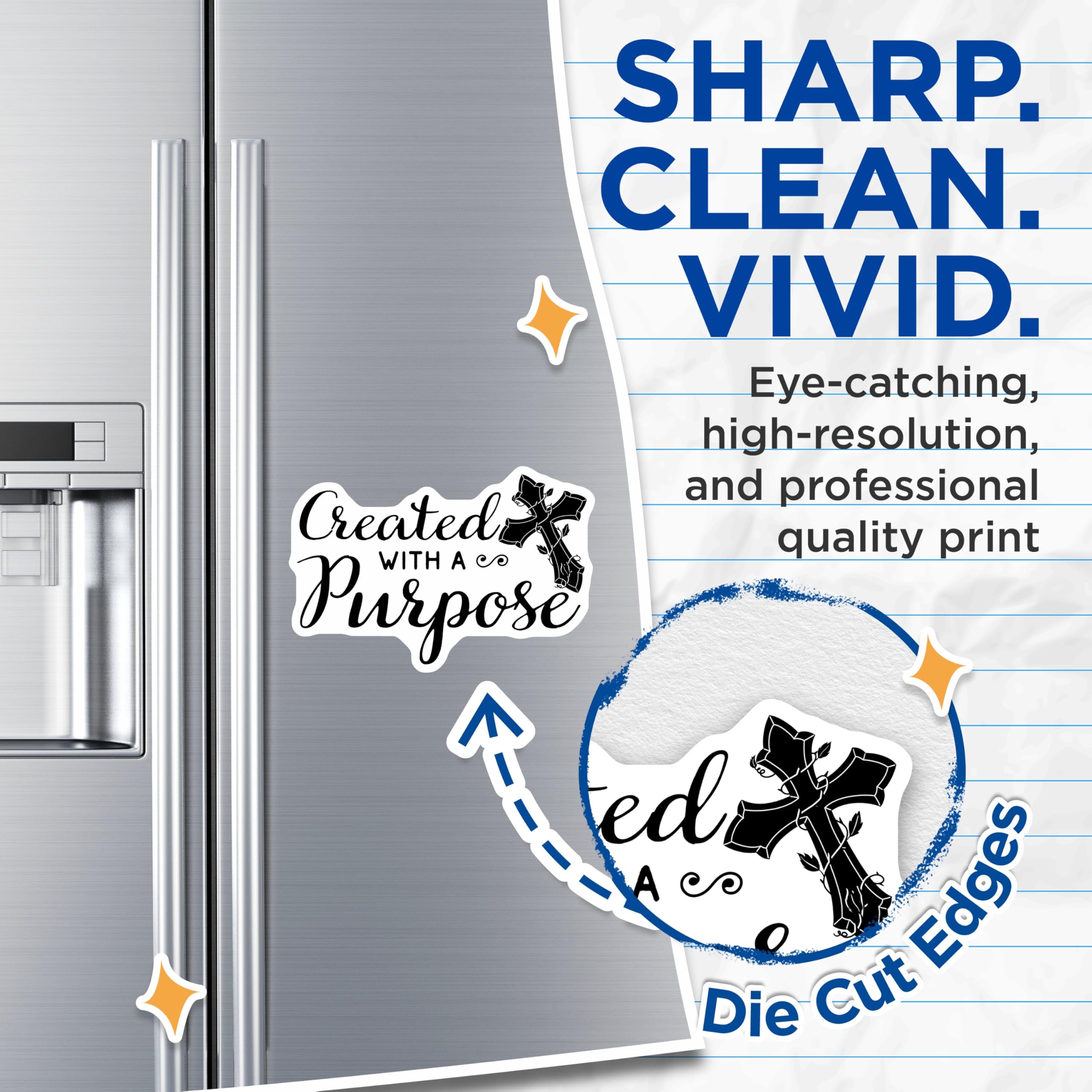 (2 Pack) Christian Magnets - Religious Home Decor - Created with a Purpose - 5" On Longest Side - Premium Magnet - for Cars, Refrigerators, Toolboxes, Lockers - Made in USA - MAG16618
