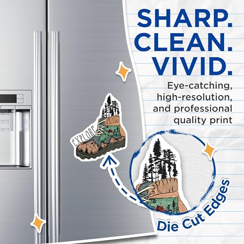(2 Pack) Explore Magnets - Adventure - Hiking Enthusiast - Wanderlust - Outdoor Camping - Nature Lover - Travel Themed - 5" On Longest Side - for Cars, Fridges, Toolboxes - Made in USA - MAG4178