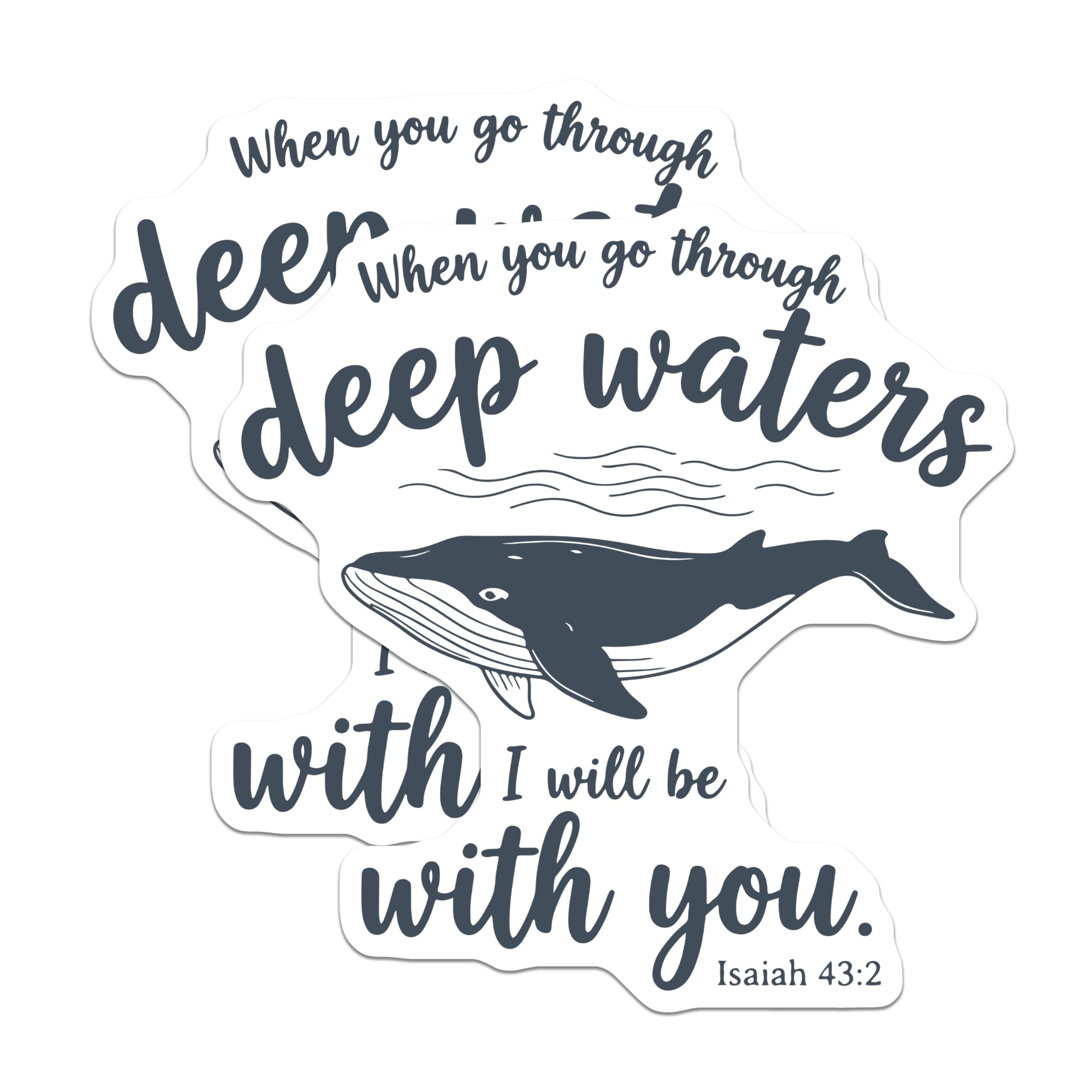 (2 Pack) Whale Magnets - Christian Verse Refrigerator Magnet - Isaiah 43:2 Scripture Decor - 5" On Longest Side - Premium Magnet - for Cars, Refrigerators, Toolboxes, Lockers - Made in USA - MAG15693