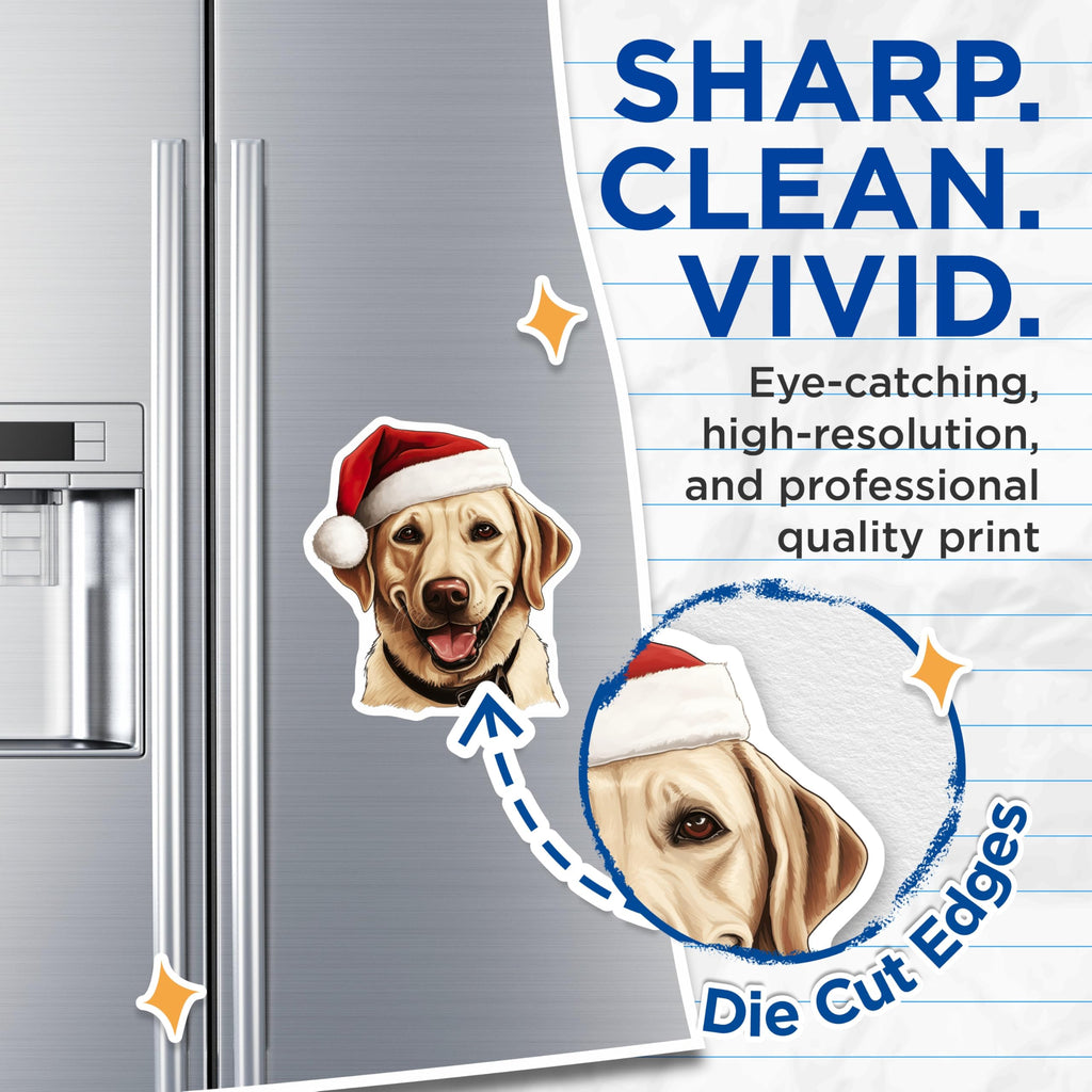 (2 Pack) Labrador Christmas Magnets - Santa Dog Decor - Holiday Pet Accessories - 5 Inches On Longest Side - Thick Durable Magnet - Made in USA - MAG30245